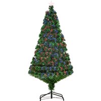 HOMCOM 5FT Green Fiber Optic Xmas Tree Pre-Lit Fibre Optic Artificial Christmas Tree Multi-Colour Aosom UK