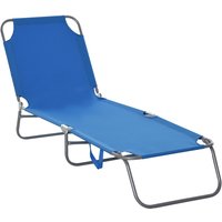 Outsunny Bain de Soleil transat Chaise longue Pliable Dossier réglable Multipositions métal et Polyester Bleu