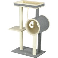 PawHut Arbre à chats griffoir en sisal panier pour chat poteaux à gratter tunnel balles suspendues et perchoirs