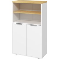 kleankin Meuble de rangement pour salle de bain avec 2 portes et 2 compartiments ouverts dim. 60L x 30P x 102H cm, blanc