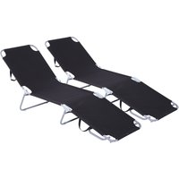 Outsunny Bain de Soleil transat Pliable Dossier réglable Multipositions métal et Polyester Noir