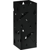 HOMCOM Portaombrelli in Metallo con 4 Ganci e Vaschetta Raccogligocce, 15.5x15.5x41cm, Nero Aosom