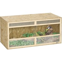PawHut Terrarium en bois OSB pour reptiles avec porte coulissante en verre - 100 x 47 x 47 cm naturel