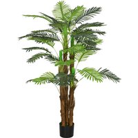 HOMCOM Palmier Artificiel H.1,6 m Arbre Artificiel Tronc Branches Lichen Feuilles Grand réalism