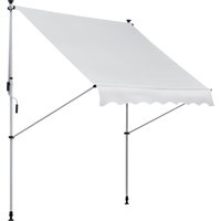 Outsunny Store banne manuel rétractable 2L x 1,5l x 1,7-2,8H m inclinaison réglable sans trous à percer métal alu polyester blanc Aosom France