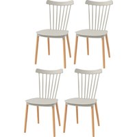 HOMCOM Lot de 4 chaises grise salle à mange Salle à manger scandinave dossier haut assise en polypropylène pieds en hêtre 48x52,5x83 cm Aosom France
