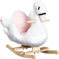 HOMCOM Cavallo a Dondolo a Forma di Cigno con Musica, Struttura in Metallo e Legno, Rivestimento Peluche, 60x32x55cm, Bianco Aosom
