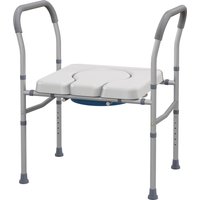 HOMCOM Siège de toilette percé multifonctionnel 4 en 1 avec hauteur réglable siège rembourré avec poignée gris