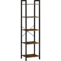 HOMCOM Estante Industrial 5 Níveis Armazenamento Livros Sala Estar 40x30x154cm Marrom Rústico Aosom Portugal