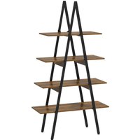 HOMCOM Libreria a Scala ad A con 4 Scaffali, Struttura Robusta in Metallo, per Soggiorno, Salotto e Camera da Letto, Marrone, 92x38.5x166cm Aosom