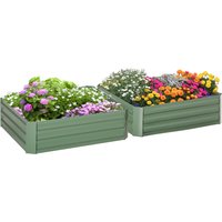 Outsunny Lot de 2 carré potager de jardin dim. 100L x 100l x 30H cm - tôle d'acier ondulée vert