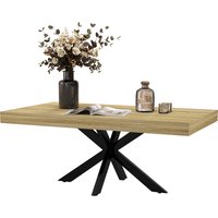 HOMCOM Table Basse rectangulaire table d'appoint Style Industriel en métal Noir et Plateau aspect Bois - dim. 110 x 60 x 45cm