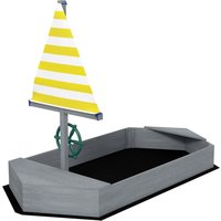 Outsunny Bac à sable enfant extérieur conception de voile avec sièges gouvernail et drapeau capacité de sable 330 kg gris foncé