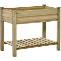 Outsunny Jardinière sur pieds carré potager surélevé étagère de rangement extérieur de jardin bois massif 91 x 51 x 76 cm-AOSOM.fr