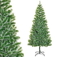 HOMCOM Sapin de Noël sapin artificiel branches enneigées Ø 100 x 210H cm 968 branches en PET vert Aosom France