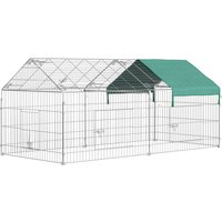 PawHut Clôture pour petits animaux cage pour animaux domestiques cadre en métal galvanisé 4 piquets de sol inclus 220 x 103 x 103 cm argent et vert