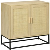 Homcom Buffet Bohème Naturel en Rotin Tressé avec Portes et Étagère Ajustable Aosom France