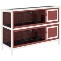 Pawhut Two Floors Wooden Rabbit Hutch Small Pet Animal Guinea Pig Ferret Bunny House Cage for Indoor and Outdoor 136.4x50x93cm
