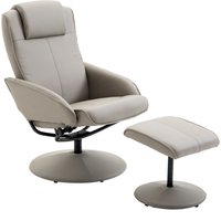 HomCom Poltrona Relax Offerte poltrone sofa Reclinabile con Poggiapiedi e Sgabello in Ecopelle Grigio Aosom