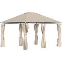 Outsunny Tonnelle de jardin pavillon de jardin toit anti UV acier tissu polyester 4L x 3l x 2,64H m kaki noir