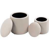 HOMCOM Lot de 2 poufs tabourets repose-pieds coffre de rangement en tissu aspect velours côtelé Ø40 cm et Ø30 cm, blanc