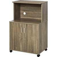 HOMCOM Desserte micro-onde à roulettes armoire de cuisine multi-rangements avec grand plateau et placard double porte étagère ajustable gris