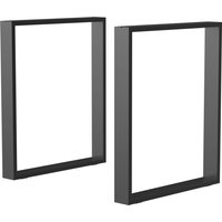HOMCOM Lot de 2 pieds rectangulaires en acier noir pour table - hauteur 72 cm - design contemporain