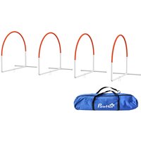 PawHut Lot de 4 pièces d'équipement agility- hooper agility - arceaux entrainement pour chien, obstacle avec sac de transport