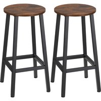 HOMCOM Set 2 Sgabelli da Bar e cucina con Piano Liscio e Poggiapiedi, in Truciolato e Acciaio, 32.5x32.5x65 cm, Marrone rustico Aosom Italy