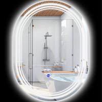 kleankin Miroir Ovale LED Salle de Bain Luminosité Réglable 3 Couleurs Anti-Buée Tactile 70x50cm Aosom France