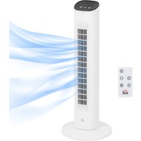 HOMCOM Ventilateur colonne 50W avec télécommande silencieux 3 vitesses minuterie et oscillation 85° 30 x 30 x 78 cm blanc