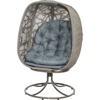 Outsunny Swivel Egg Chair with Cushions, Foldable Basket Seat and Metal Frame, Indoor Outdoor Lounge Chair for Balcony, Patio and Living Room, Grey | Aosom Ireland