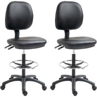 Vinsetto Lot de 2 tabourets à roulettes réglable en hauteur 69-91 cm avec dossier inclinable et repose-pieds réglable