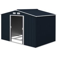 Outsunny Abri de Jardin 4,83 m² Dim. 2,77L x 1,91l x 1,92H m Fondation Incluse Porte coulissante ventilations tôle Acier Gris