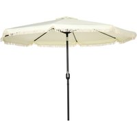 Outsunny Parasol inclinable rond Ø 268 cm avec franges tissu polyester haute densité 180 g/m² protection solaire crème
