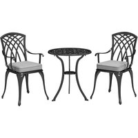 3 Piece Cast Aluminium Garden Bistro Set 2 Outdoor Coffee Table Set Rust Resistant Parasol Hole Garden Balcony