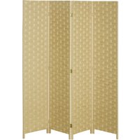 HOMCOM 4-Panel Room Dividers, Wave Fibre Freestanding Folding Privacy Screen Panels, Partition Wall Divider for Bedroom Office, 170 cm Aosom UK