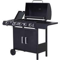4+1 Gas BBQ Grill with Wheels, Steel-Black |Aosom Ireland