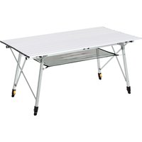 Aluminium Portable Folding Picnic Table 4FT Roll Up Top Mesh Layer Rack Ideal Camping BBQ Includes Carrying Bag Aosom UK
