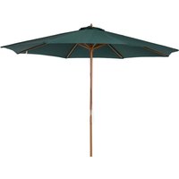 3 Wooden Patio Umbrella Pulley Operated Garden Parasol Rope Pulley Mechanism 8 Ribs Dark Green Aosom UK