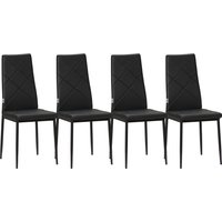 HOMCOM Esszimmerstuhl 4er Set gepolsterte Küchenstühle mit Stahlbeinen aus Kunstleder Schwarz 41x50x97cm für modernes Esszimmer Aosom.de