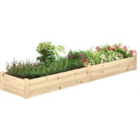 Outsunny Lit de jardin surélevé pot de fleurs bac à plante 244 x 61,5 x 27 cm bois massif-AOSOM.fr