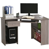 HOMCOM L-Shaped Corner Computer Desk w/ 2 Shelves Wide Worktop Keyboard Tray Drawer & CPU Stand Home Office Study Bedroom Furniture Grey Aosom UK