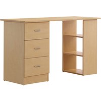 HOMCOM Bureau Informatique Table Multi-Fonctions 3 tiroirs 2 étagères dim. 120L x 49l x 72H cm MDF Aspect Bois Clair