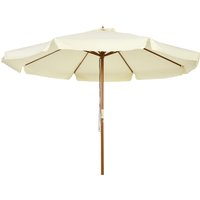 3.3 Patio Umbrella Garden Parasol Outdoor Sun Shade Canopy 8 Bamboo Ribs Ruffles Wood Pole