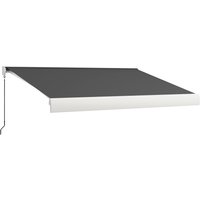 4 x 3m Electric Retractable Awning 30m Remote Controller Aluminium Frame Sun Shade Patio Waterproof Fabric Grey Aosom UK