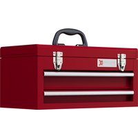 DURHAND Metal Tool Box with Lock, 2 Drawer Chest, Latches, Ball Bearing Runners, Portable, Red Aosom UK