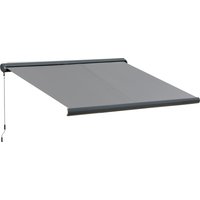 3.5 x 3m Electric Retractable Awning Cassette Case Patio Waterproof Sun Shade Remote Controller & LED Light Grey Aosom UK