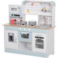 AIYAPLAY AIYAPLAY Kinderküche Spielküche mit Lichtern, Geräuschen, Kaffeemaschine, Eiswürfelmaschine, Mikrowelle, Ofen, Küchenzubehör, Puppenküche für 3+ Jahre Kinder, Weiß Aosom