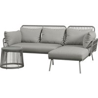 Outsunny Salon de jardin d'angle 4 pers. style colonial table basse coussins grand confort inclus résine tressée gris